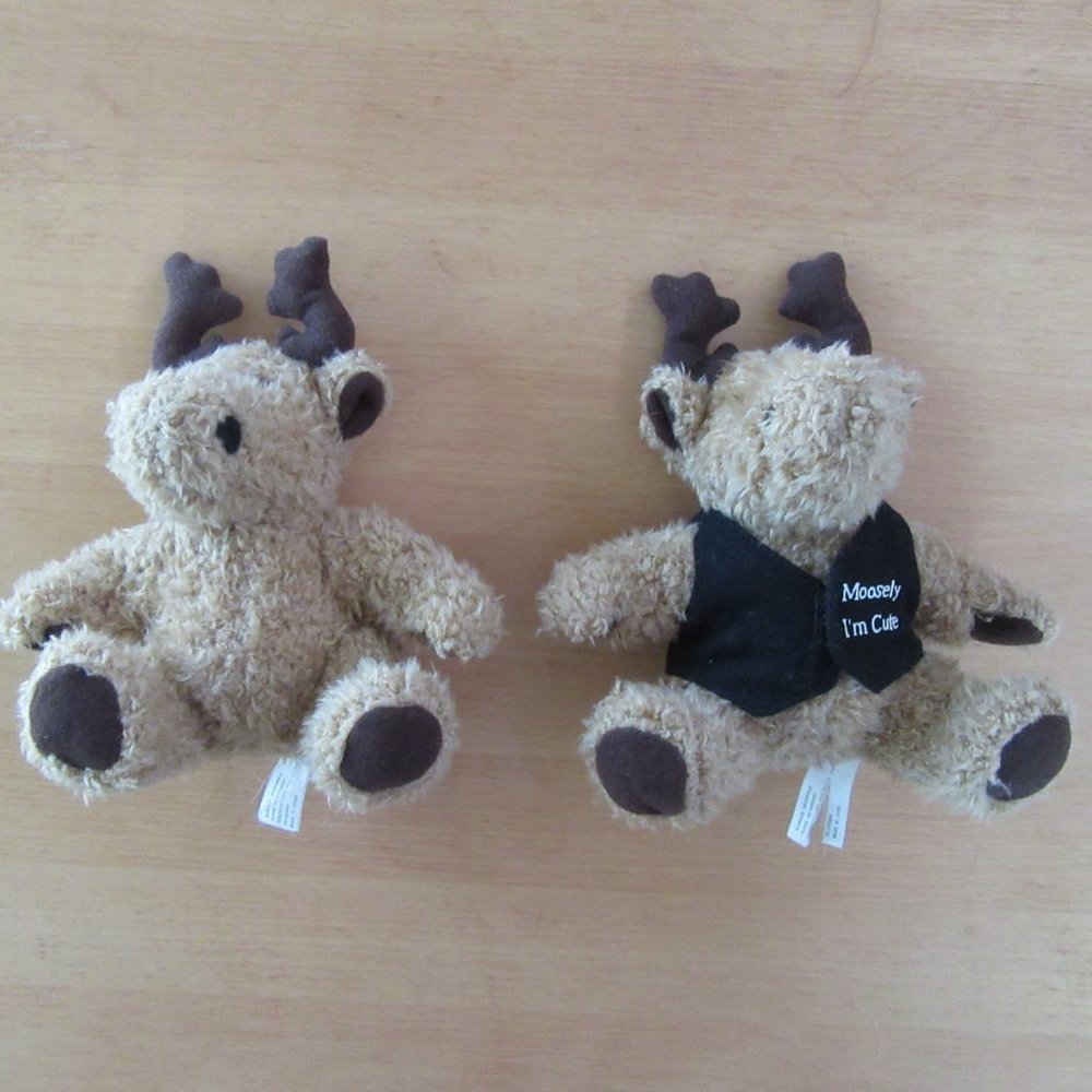 Vintage small 6" plush Moosely  moose and friend - 1980s - set of 2